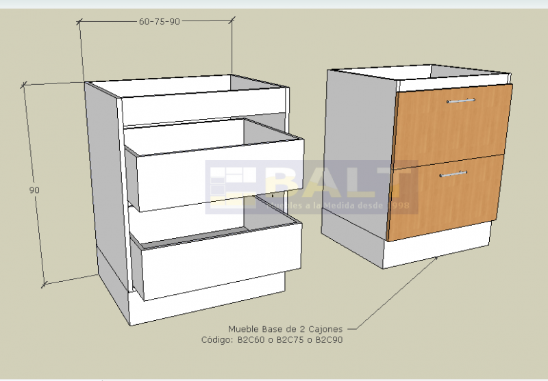 Mueble Base de 2 Cajones