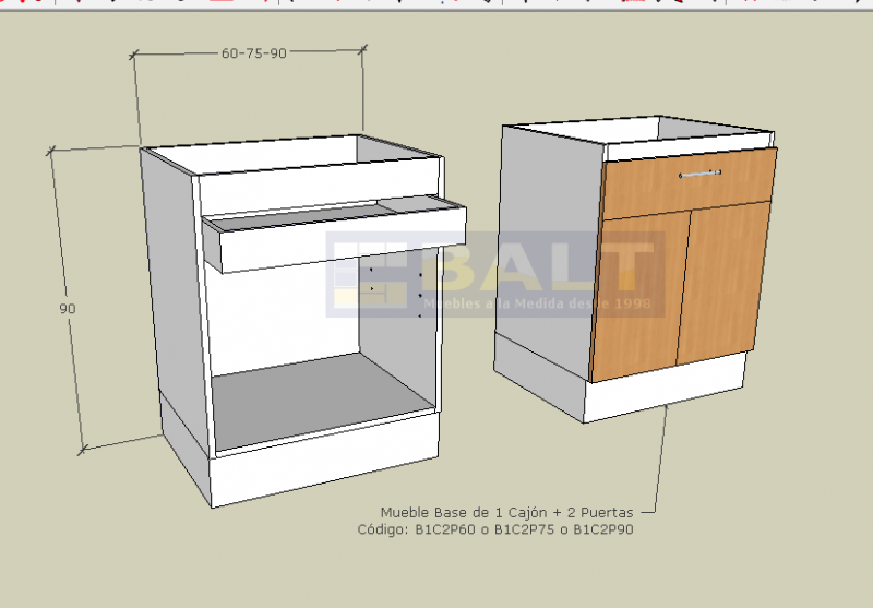 Mueble Modular Base Cajon y Dos Puertas