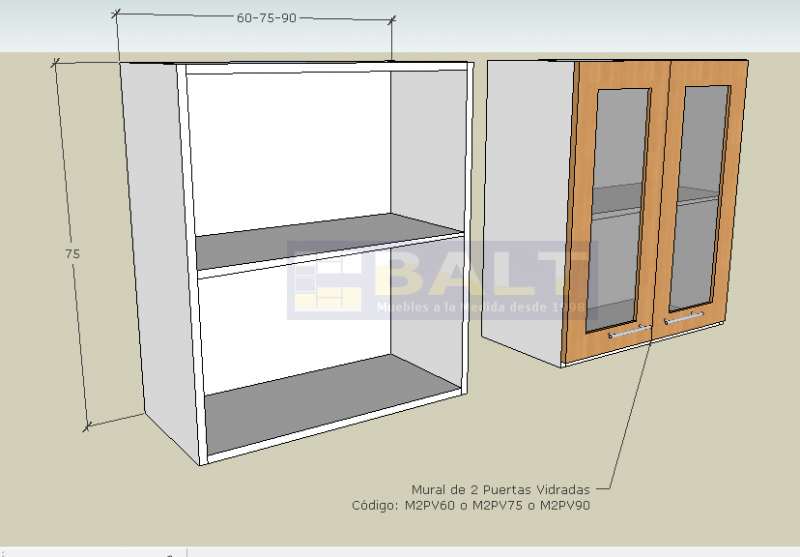 Mueble Modular Mural Puertas Verticales Vidriadas